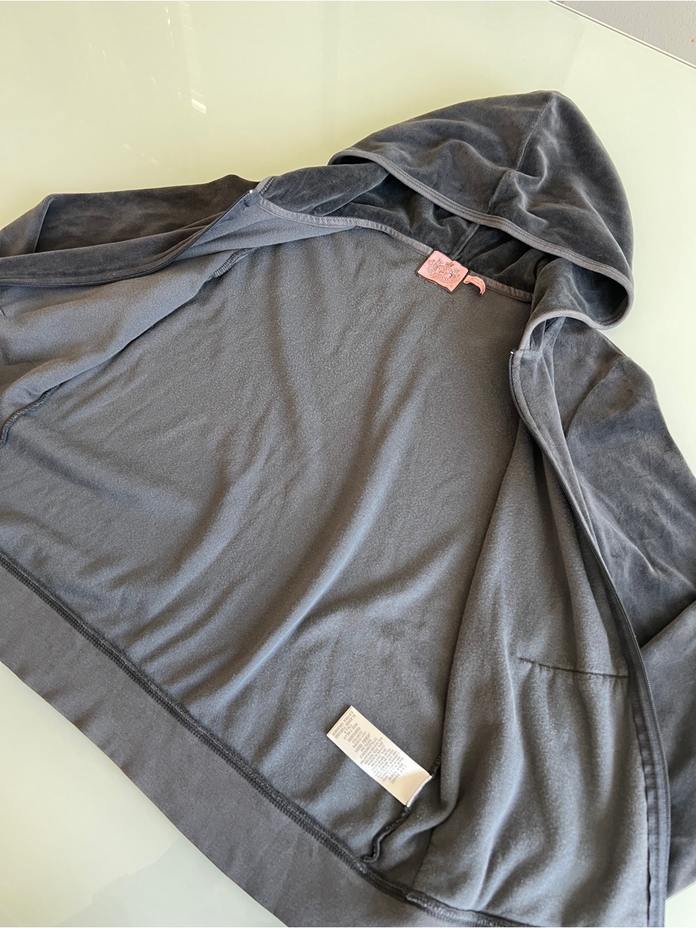 Vintage Juicy Couture Women’s Sz XL Velvet Zip-Up Hoodie Velour Made in USA - Picture 8 of 9